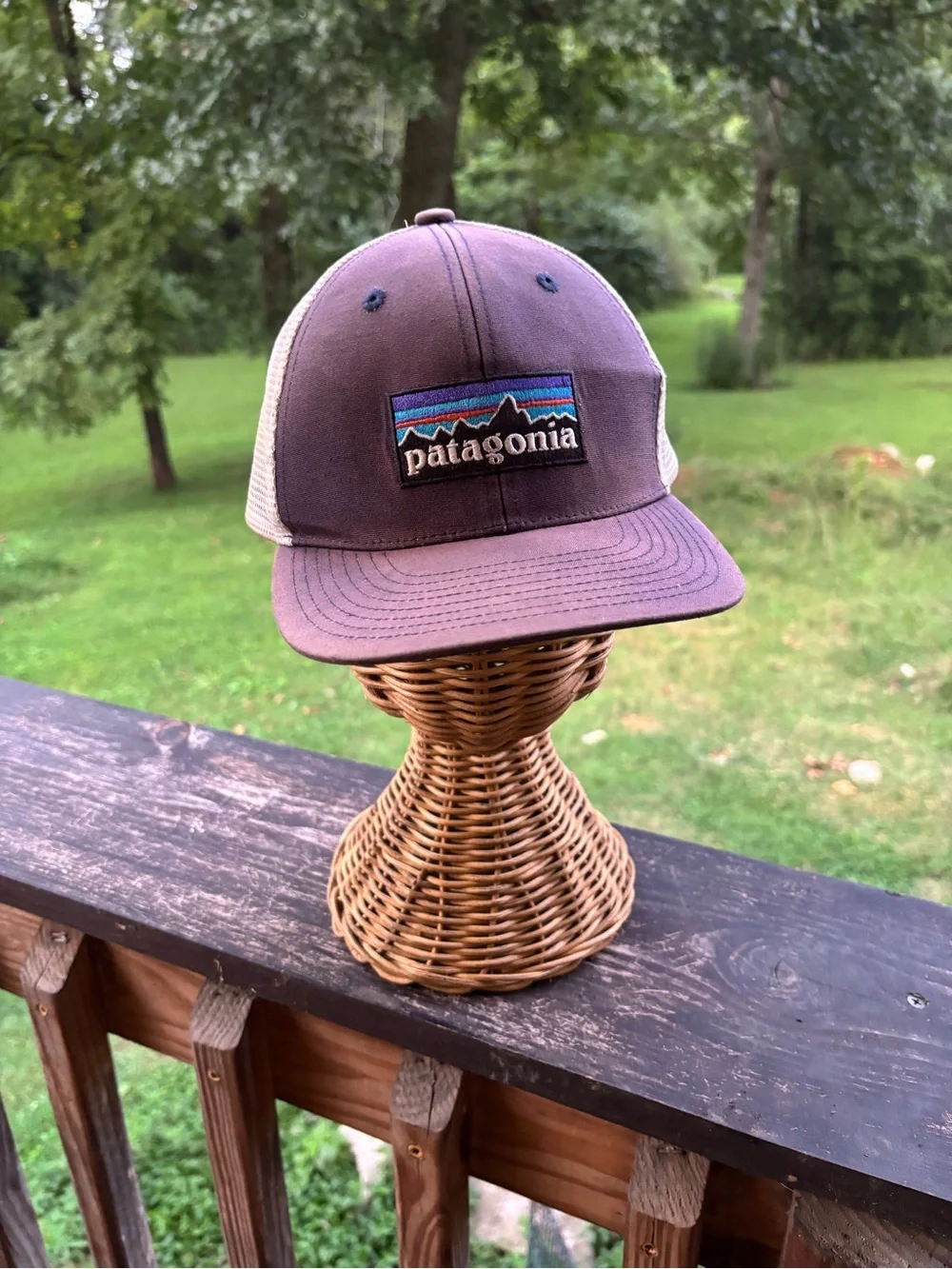 Patagonia Trucker Hat P-6 Logo Brown Tan Mesh Snapback Adjustable Cap Gorpcore